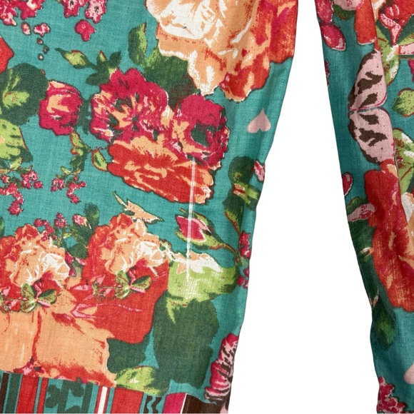 Vintage Wide Leg Flare Floral Patch Print Boho Hippie Pants - Picture 12 of 12